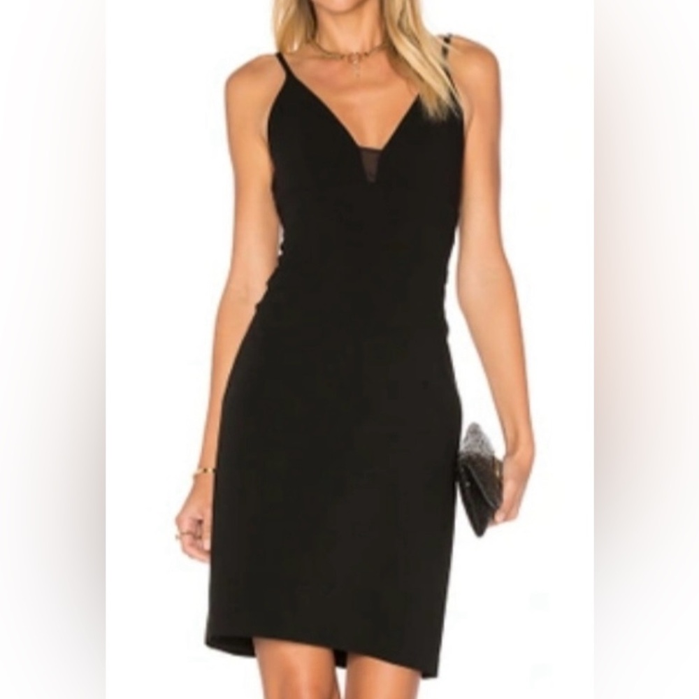 Alice + Olivia black cocktail dress w/lace inset, size 2, worn once. Back zip.